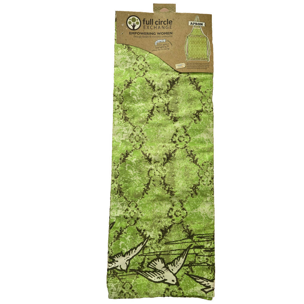 Full Circle Exchange Apron Cotton Green Birds